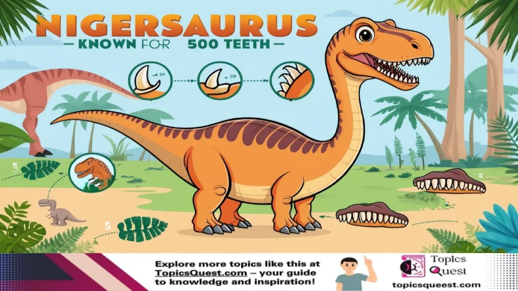 Infographics of 500 teeth dinosaur.