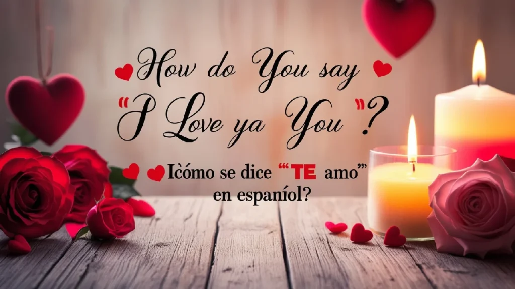 A image of flowers heart, and candle including text "how do you say i love you in Spanish "