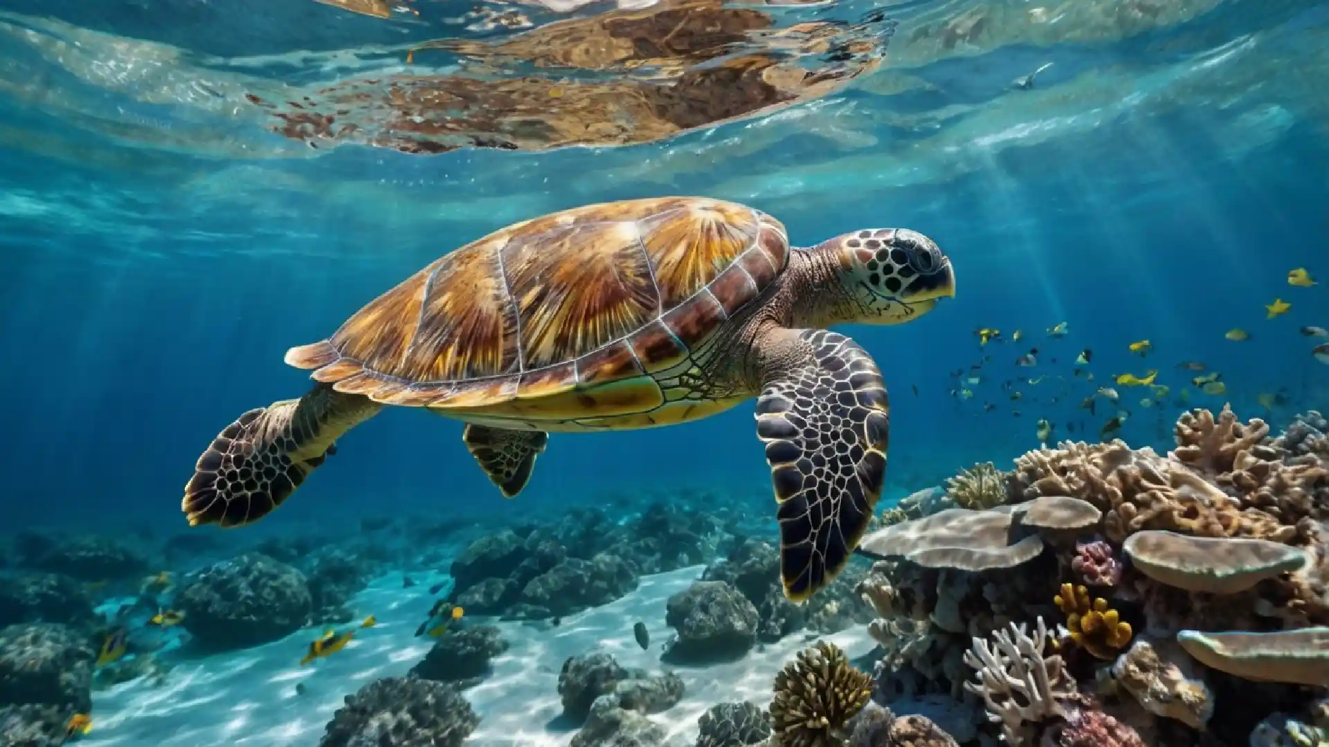 how long do sea turtles live - A sea turtle swimming gracefully in clear ocean water.