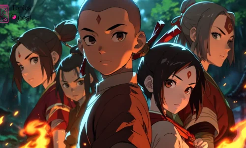Group of anime-style warriors with fire powers in a forest – Is Avatar an Anime?