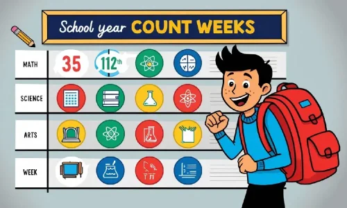 A image of boy show the how many weeks in a school year.